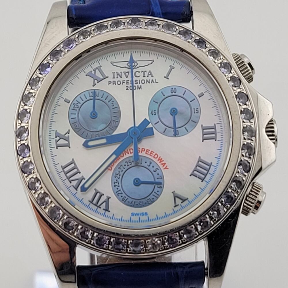 [RARE] Invicta Womens Diamond Speedway 2159 w/Leather Band